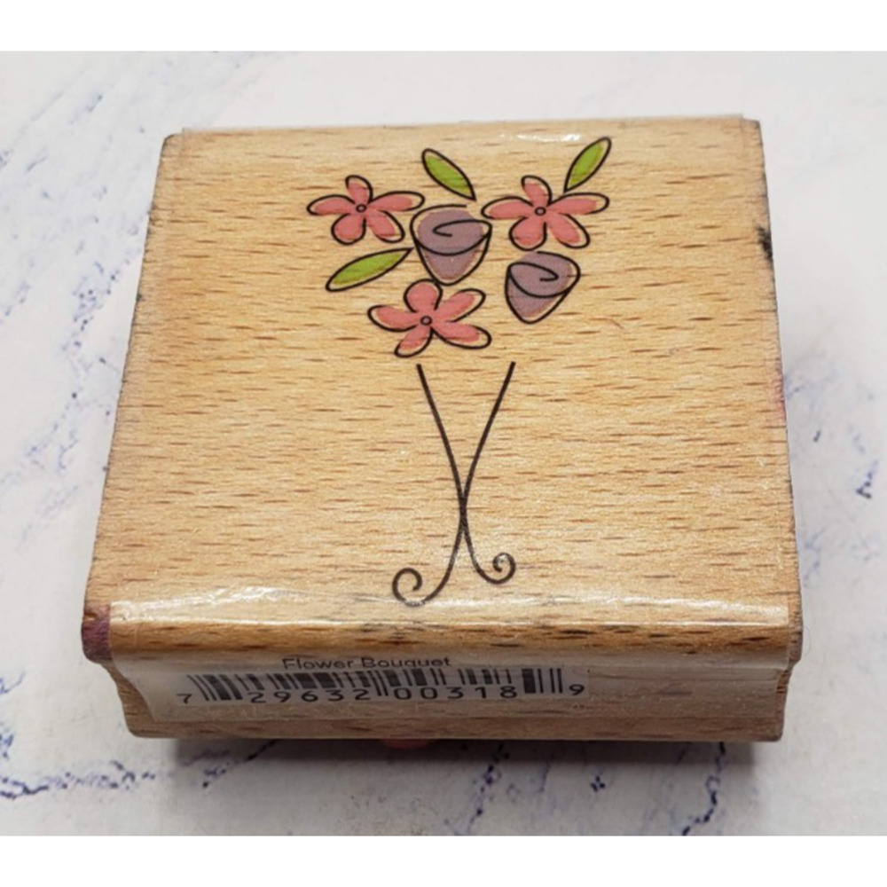 Studio G Katie & Co Flower Bouquet Drawn Flowers Wood Mounted Rubber stamp